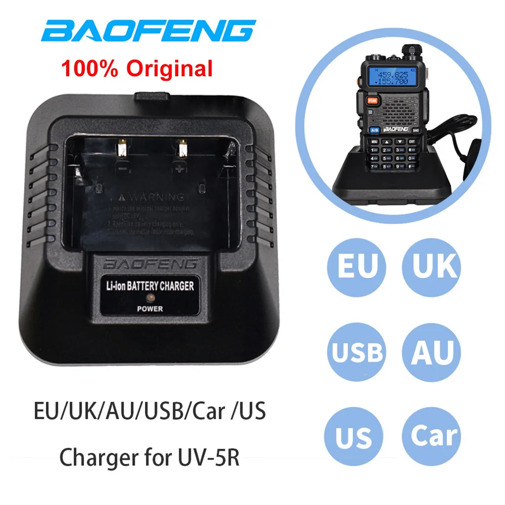 Car Accessories Uk - オリジナル Baofeng UV-5R EU/US/UK/USB/車用バッテリー充電器双方向ラジオ UV5R DM-5R