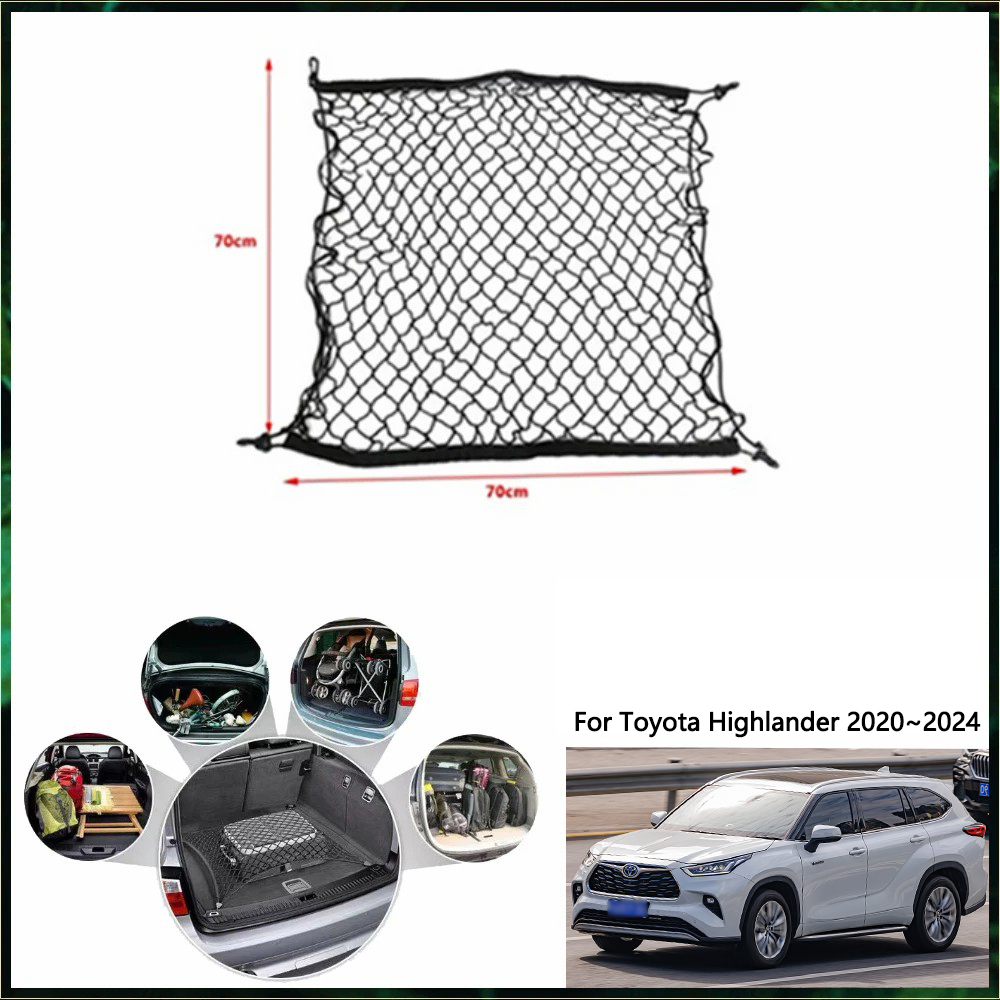 Car Cargo Net Trunk - トヨタハイランダークッガーxu70 mk4 2020〜2024 2021 2022 2023用の車のトランクネット、インテリアアクセサリー、荷物カーゴオーガナイザー