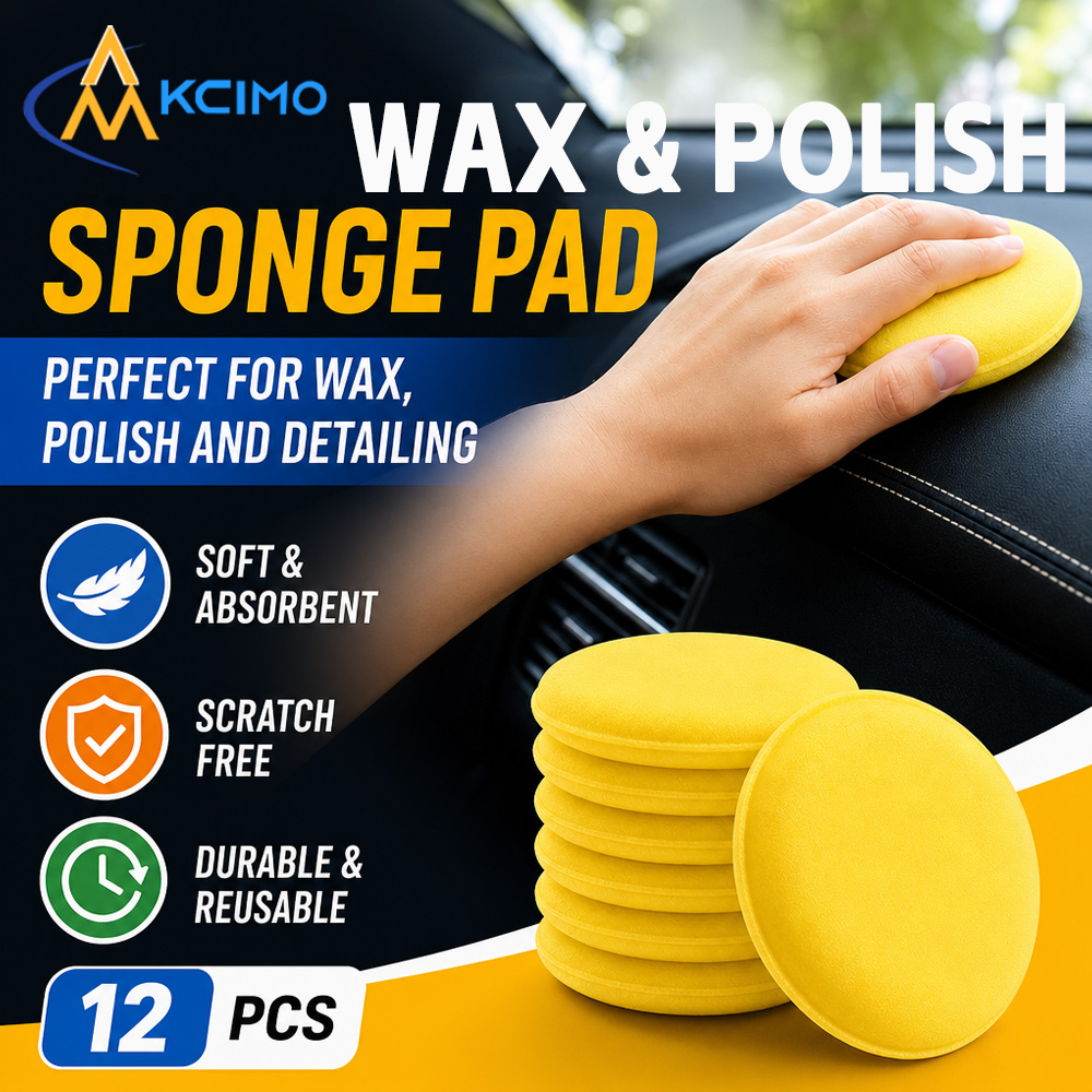 Car Wax Polishing Pad - 12個入り 再利用可能な黄色い丸型研磨スポンジ、ワックス塗布用パッドキット。車のディテーリング、ワックス、グレーズ、シーラントコーティングに使用。