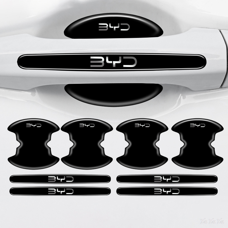 Car Door Handle Protector - BYDロゴ入り車ドアハンドルプロテクター、傷防止ドアボウルステッカー、自動車外装装飾アクセサリー