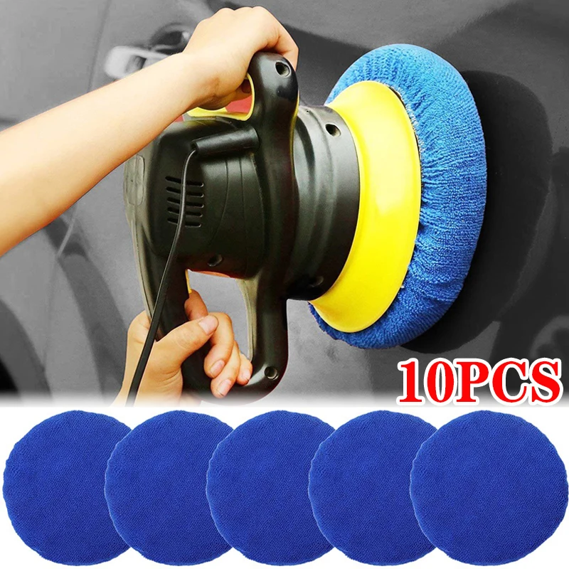 Car Wax Polishing Pad - 5-10 インチ車のマイクロファイバーポリッシャーパッド洗浄バッファワックスがけスリーブボンネット研磨フード家の自動車クリーニングアクセサリー 10 個