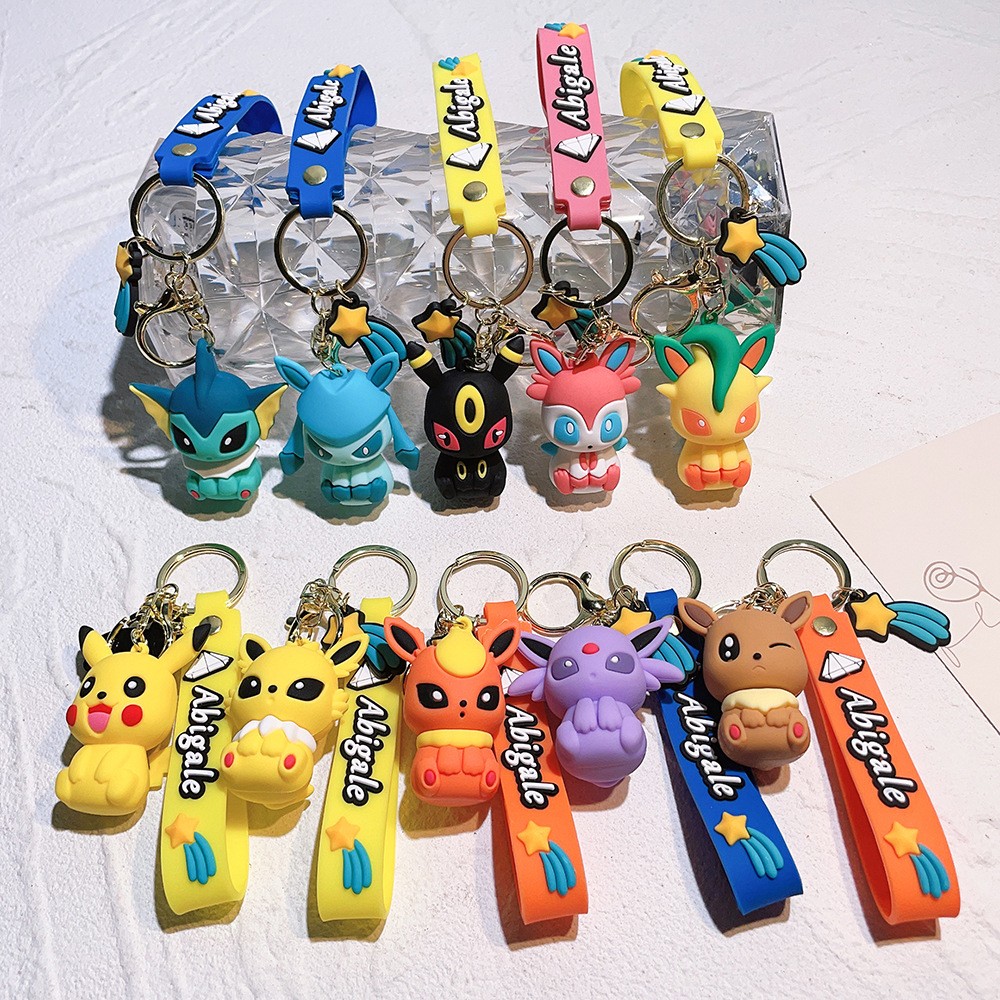 ポケモン イーブイ進化キーホルダー かわいい3D PVCフィ - Car Accessories Under 100 のレビューと価格