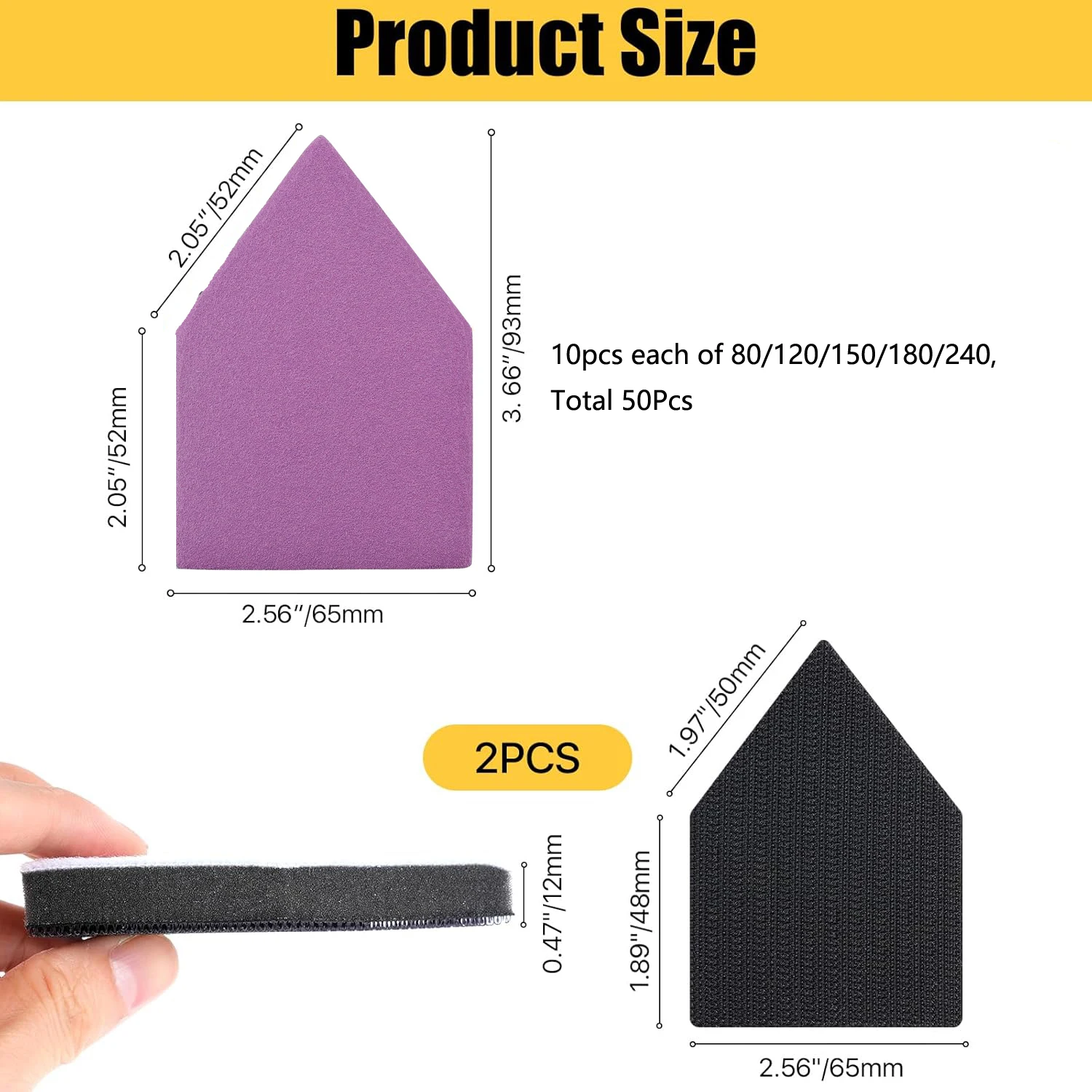 65X92mm 三角形サンディングペーパーセット 2/10/ - Car Wax Polishing Pad のレビューと価格