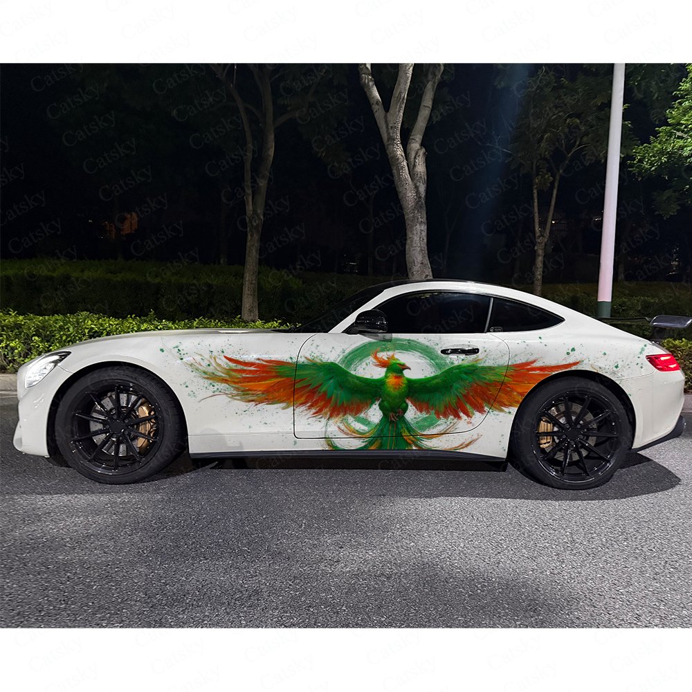 2 個グリーン & オレンジの羽根付きフェニックスカーサイド - Car Accessories Phoenix のレビューと価格