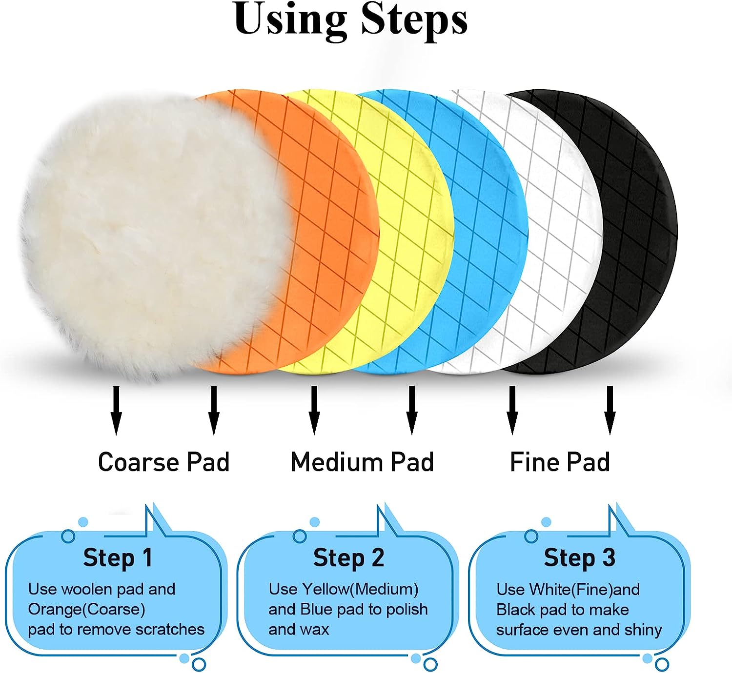 5 パック 6 インチ複合バフ研磨パッド切断スポンジパッドキ - Car Wax Polishing Pad のレビューと価格