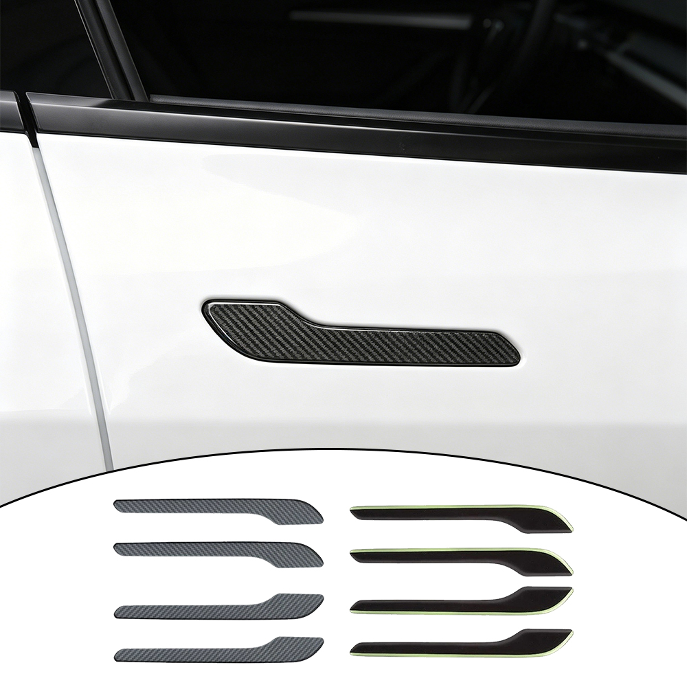 カーボンファイバー製車ドアハンドル保護ステッカー、テスラ モ - Car Door Handle Protector のレビューと価格
