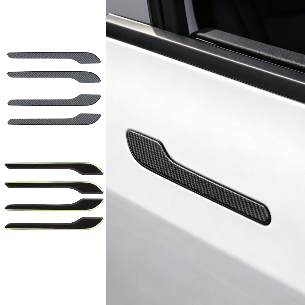 カーボンファイバー製車ドアハンドル保護ステッカー、テスラ モ - Car Door Handle Protector のレビューと価格