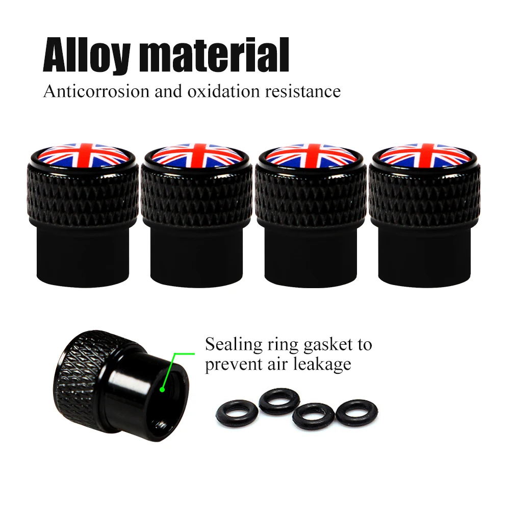 4 ピース/セット英国車の金属バッジホイールタイヤバルブキャ - Car Accessories Uk のレビューと価格