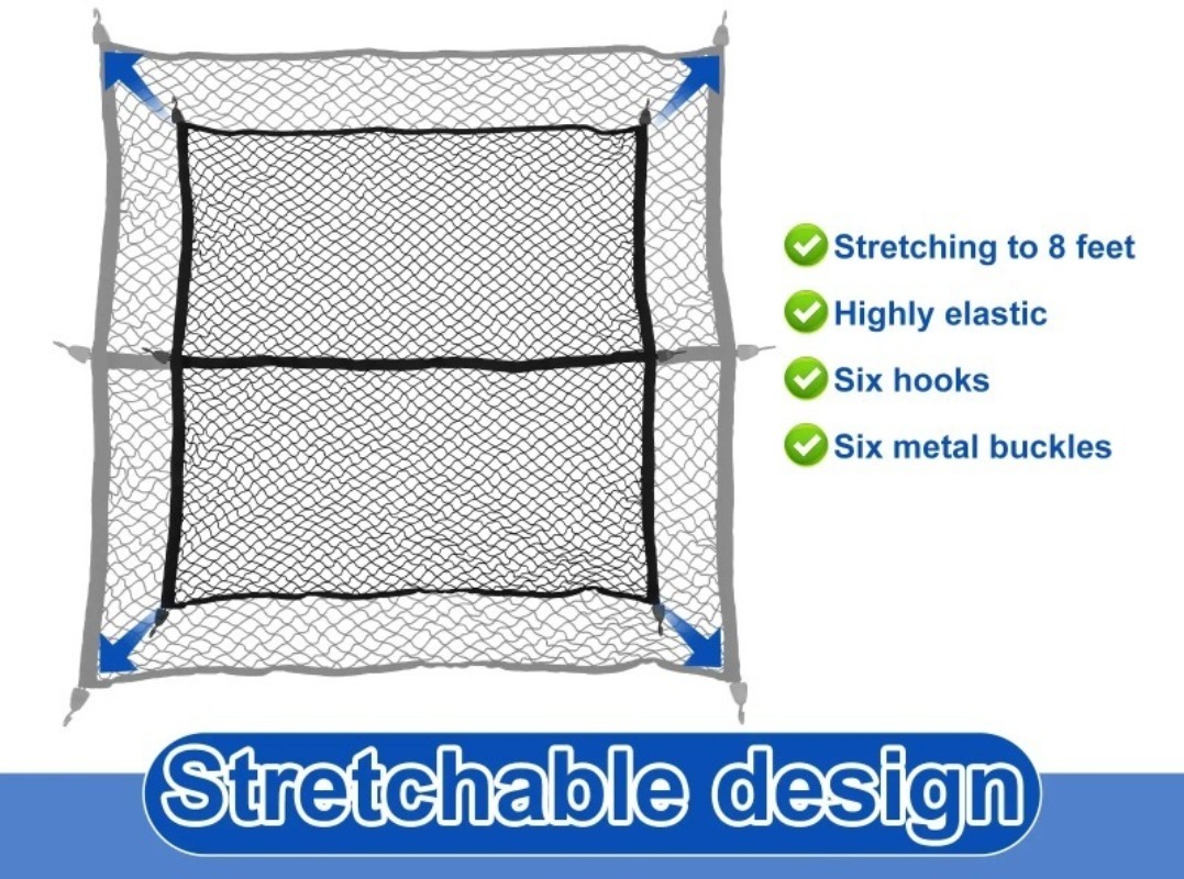 車用メッシュ伸縮ナイロンリアバックカーゴトランク収納オーガナ - Car Cargo Net Trunk のレビューと価格