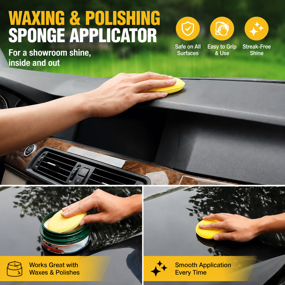 12個入り 再利用可能な黄色い丸型研磨スポンジ、ワックス塗布 - Car Wax Polishing Pad のレビューと価格