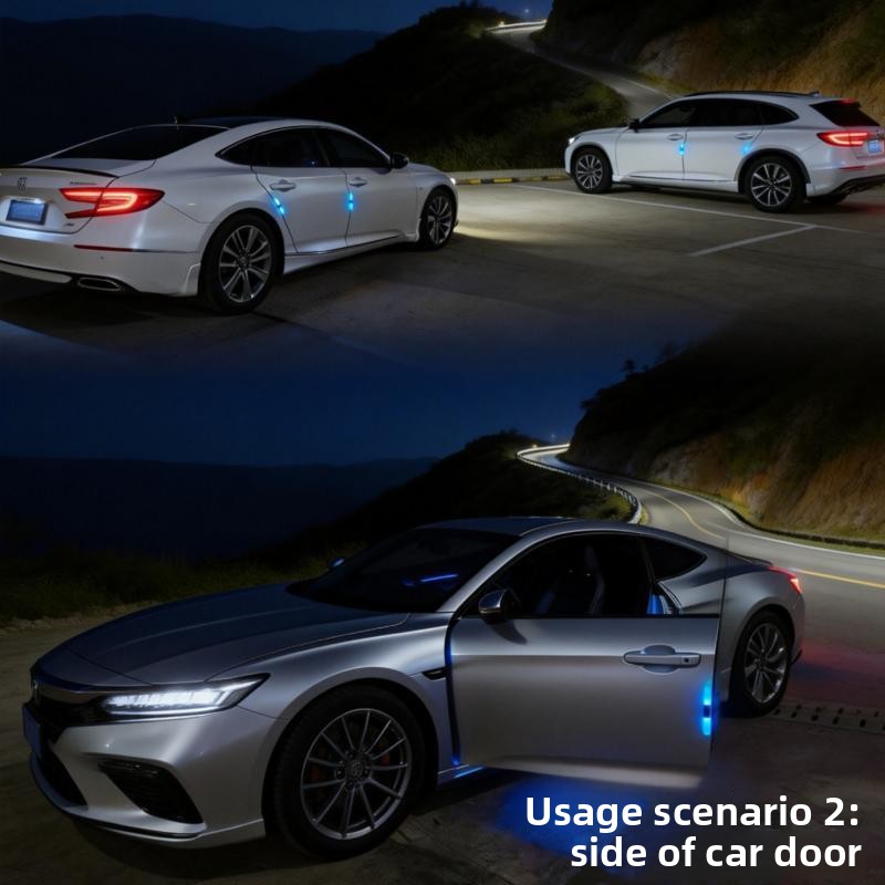ソーラーLEDストロボフラッシュライト 車用衝突防止警告灯  - Car Door Handle Protector のレビューと価格