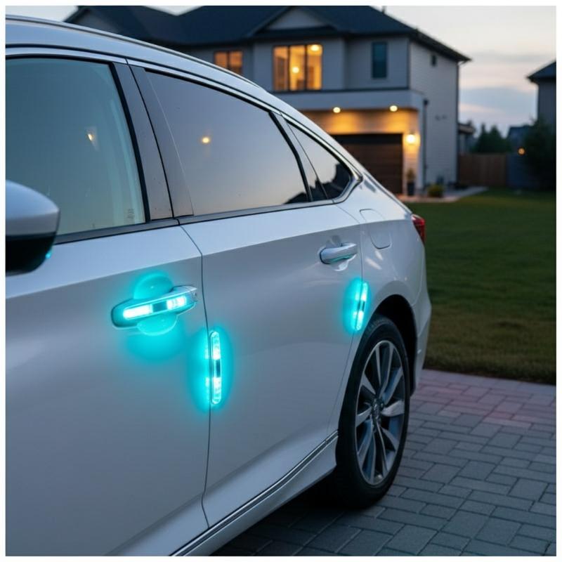 ソーラーLEDストロボフラッシュライト 車用衝突防止警告灯  - Car Door Handle Protector のレビューと価格