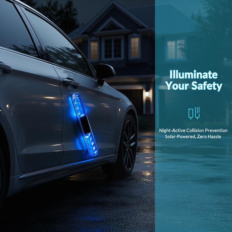 ソーラーLEDストロボフラッシュライト 車用衝突防止警告灯  - Car Door Handle Protector のレビューと価格