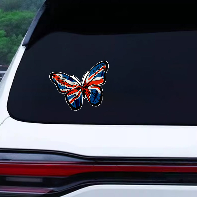 蝶のエングランド国旗GB UKジャックビニールカーステッカー - Car Accessories Uk のレビューと価格